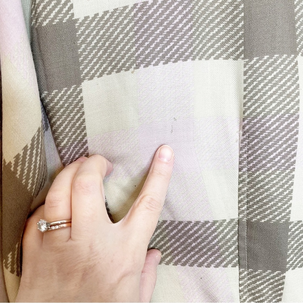 Valentino Boutique Dress Vintage Plaid Button Long Sleeve Tan Pink Made in Italy - Picture 10 of 12